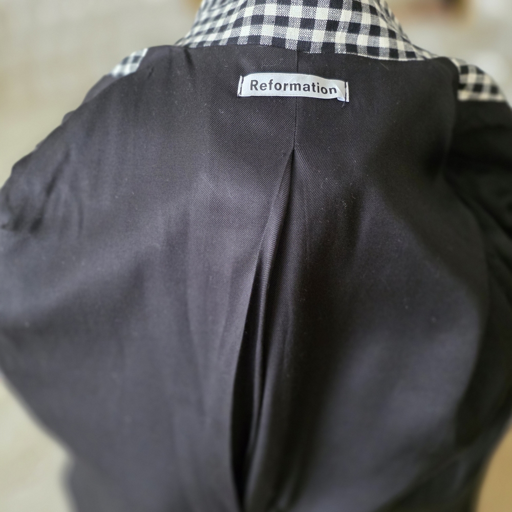 Reformation Black and White Gingham Linen Blazer - Picture 6 of 8